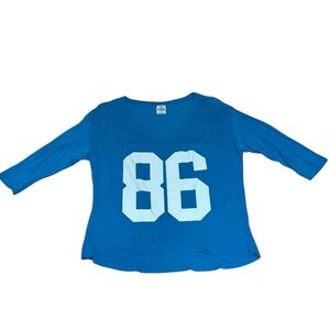 2010s PINK Victoria's Secret Blue Campus Shirt, Top, 86, Medium